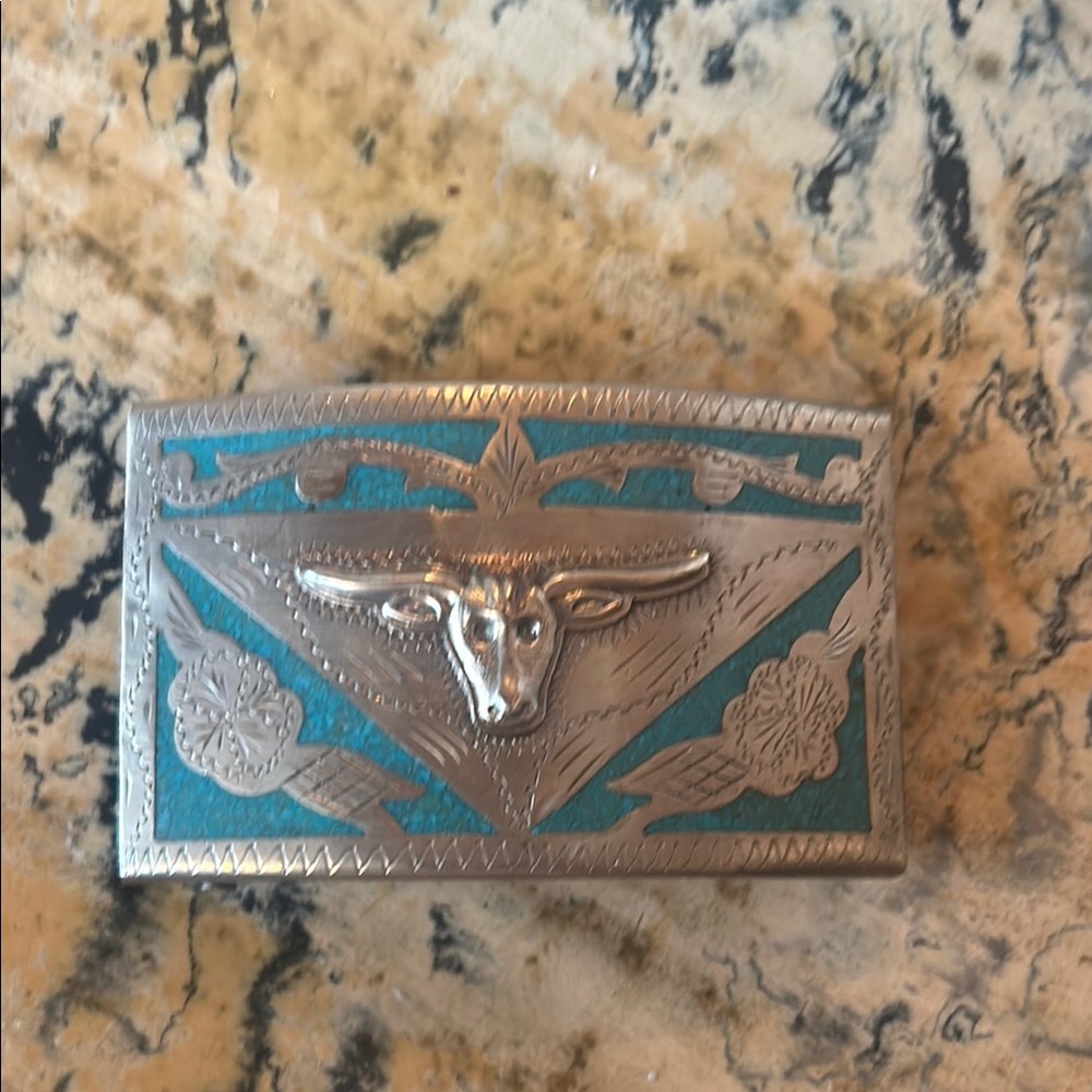 Western Silver and Turquoise Belt Buckle